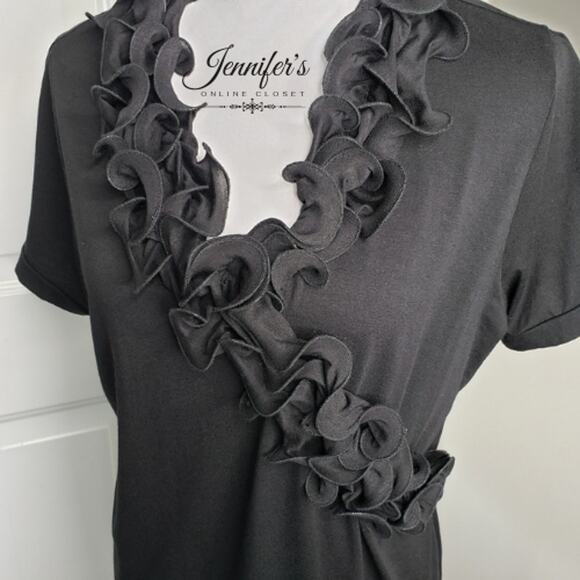 Vex Collection Women's Black Swirl Collar Short Sleeve Top Size XL - Picture 1 of 6